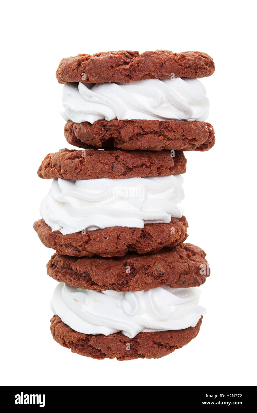 Chocolate Cream Filled Cookie Stack Stock Photo - Alamy