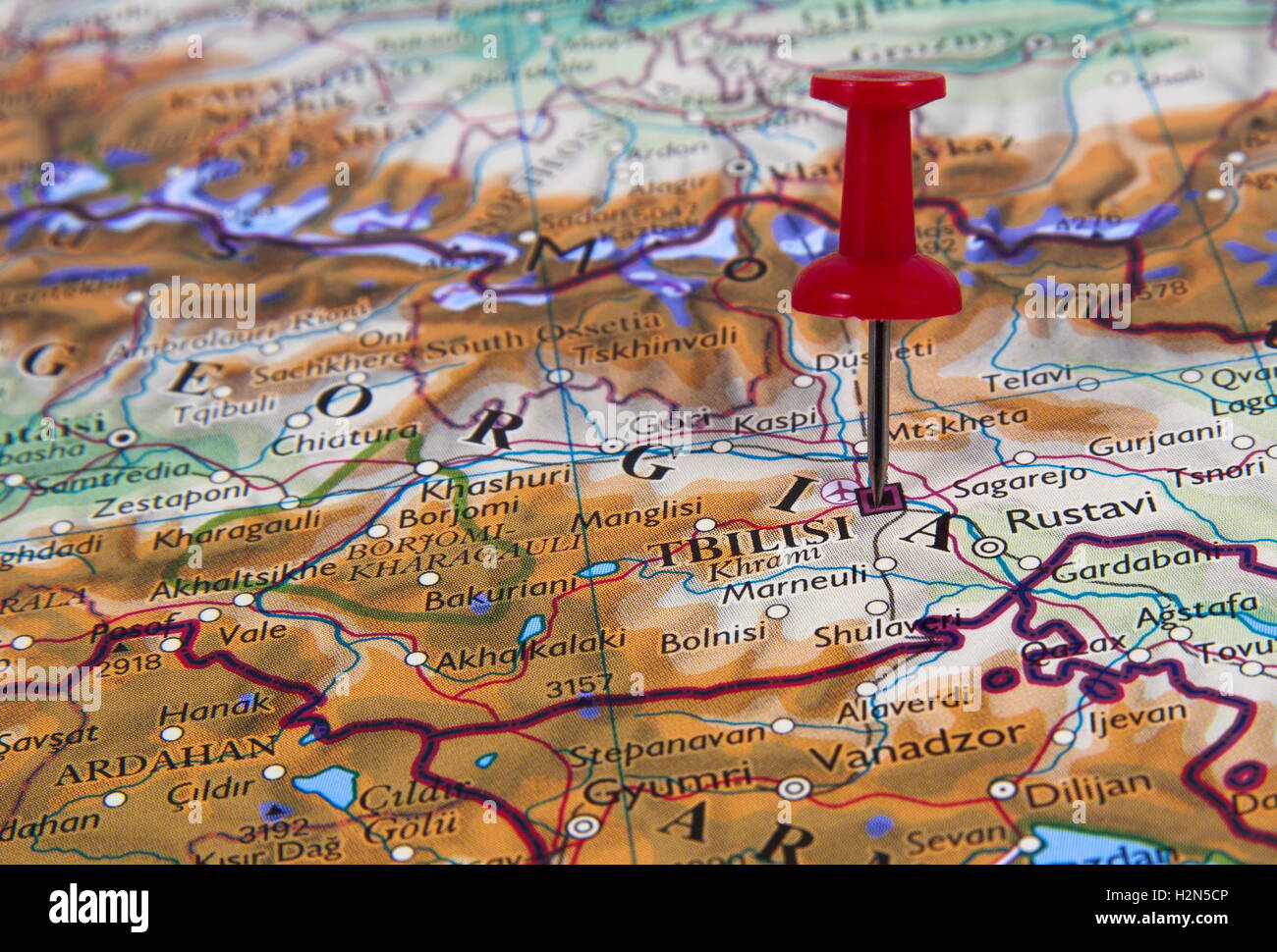 Tbilisi  in the map with pin Stock Photo