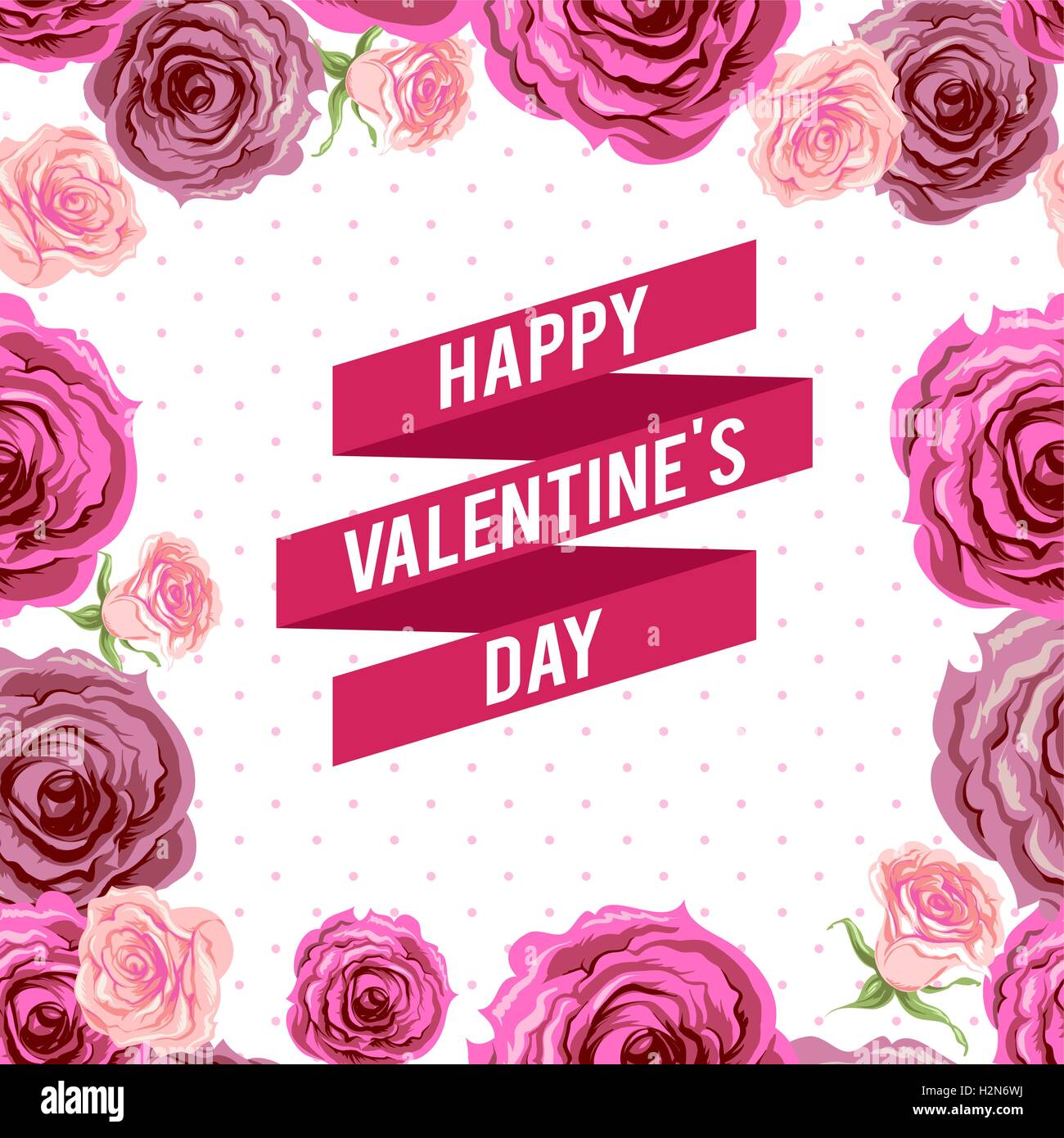 Valentne's day ribbon and roses Stock Vector