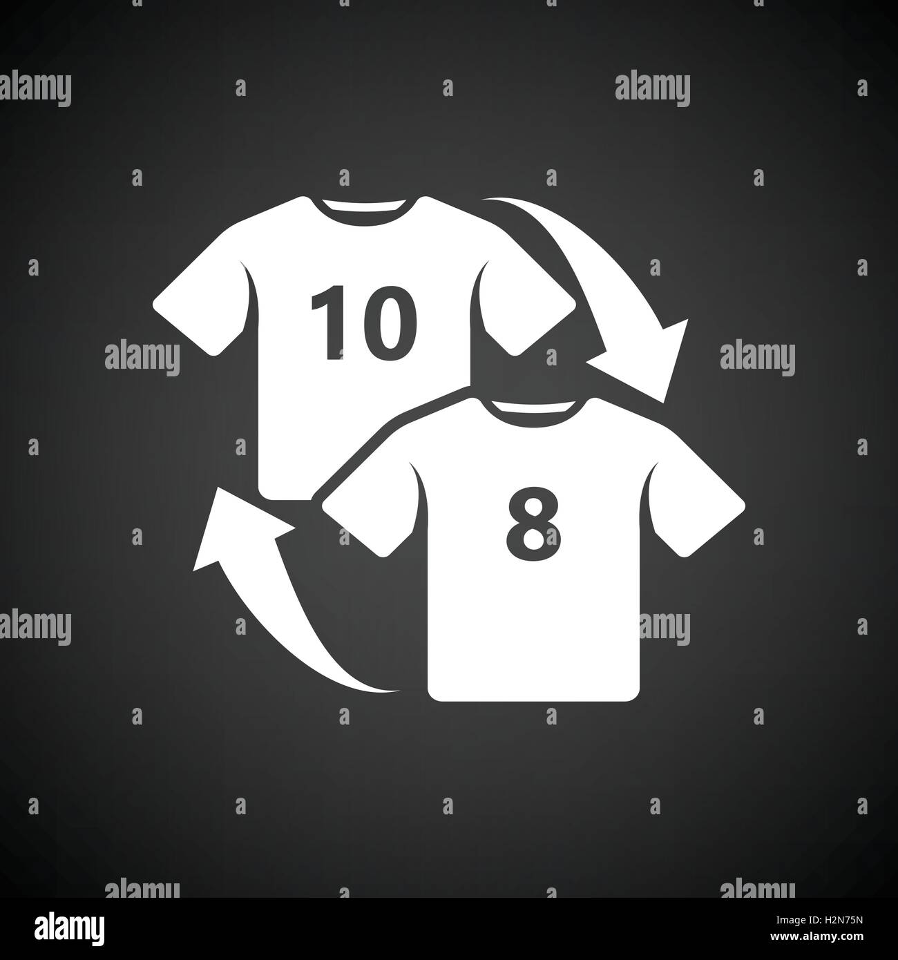 Soccer replace icon. Black background with white. Vector illustration