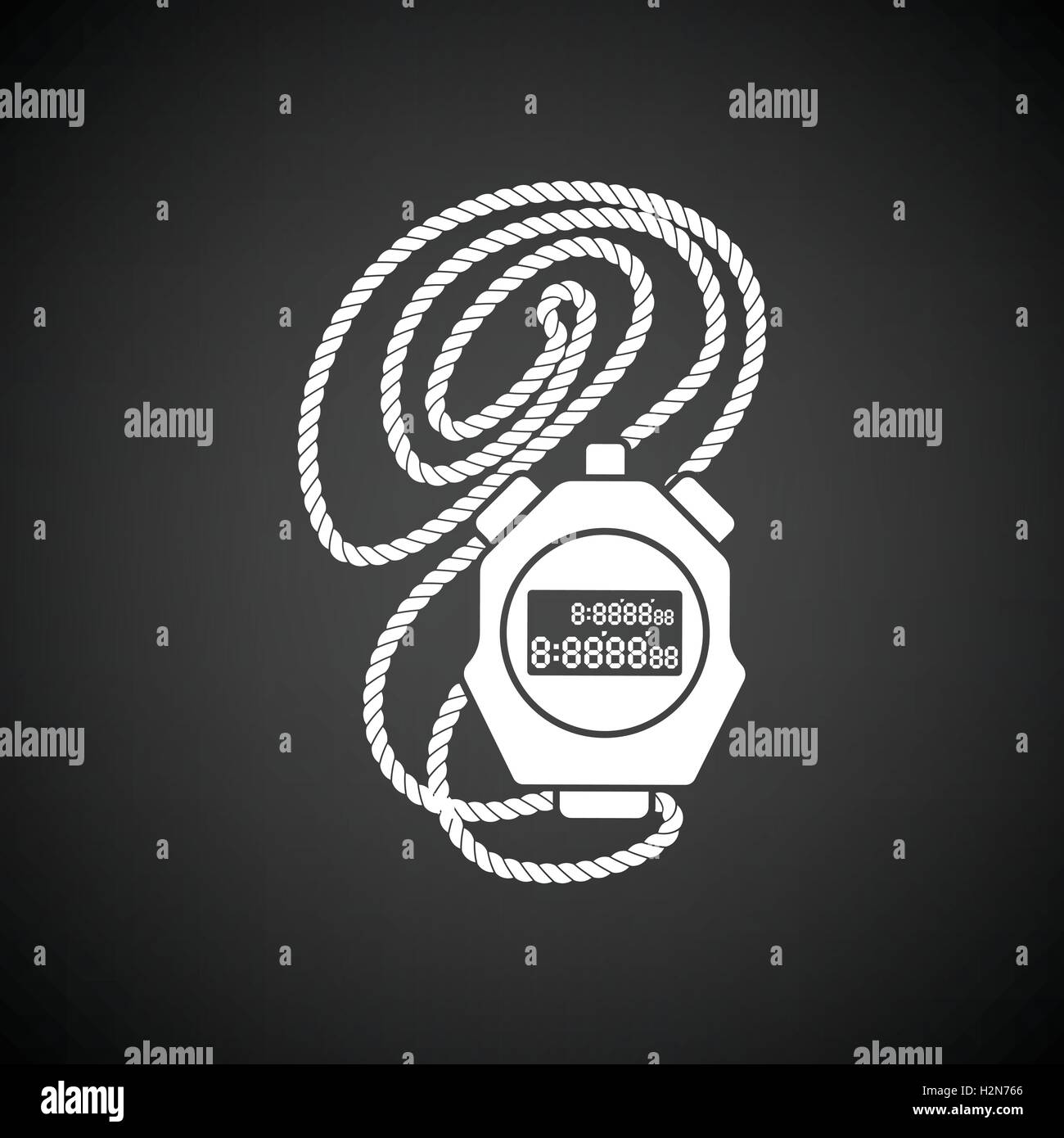 Coach stopwatch icon. Black background with white. Vector illustration ...