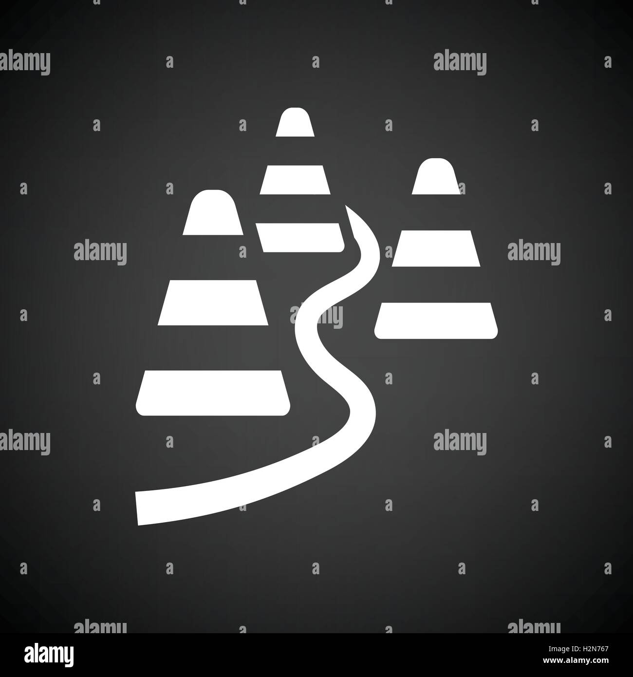 Soccer training cones icon. Black background with white. Vector illustration Stock Vector Image