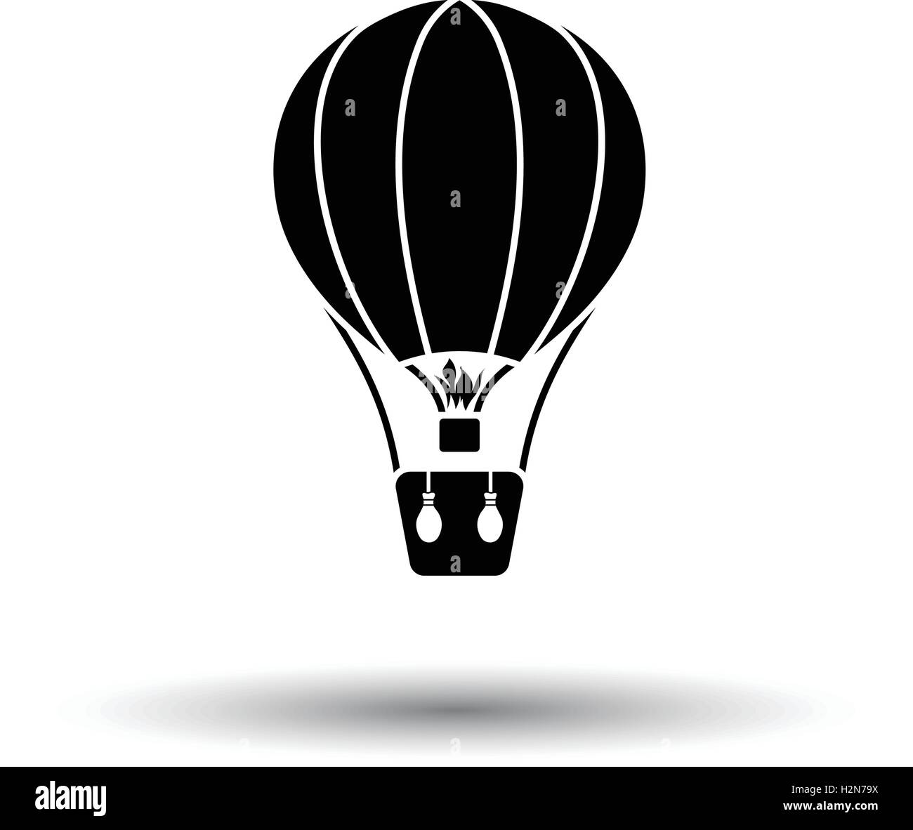 Hot air balloon icon. White background with shadow design. Vector illustration. Stock Vector