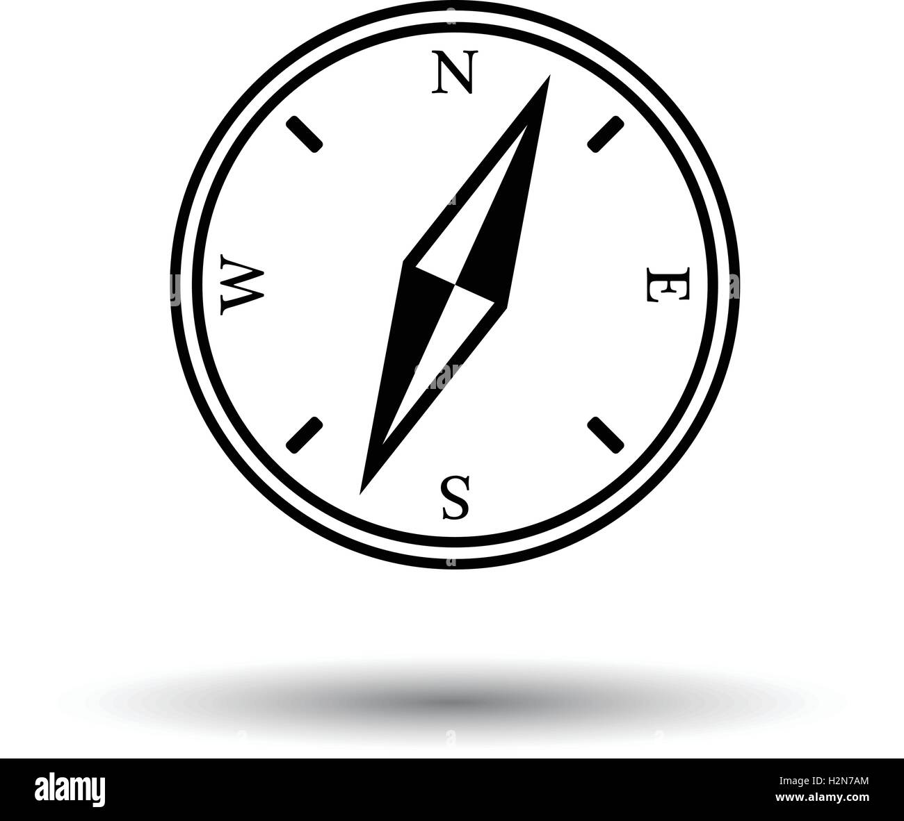 Compass icon. White background with shadow design. Vector illustration ...