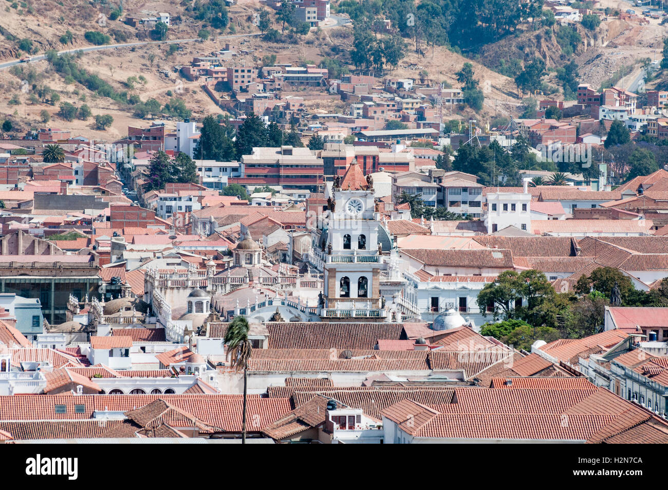 View from the Mirador de la Recoleta, overlooking Sucre, Bolivia Stock Photo