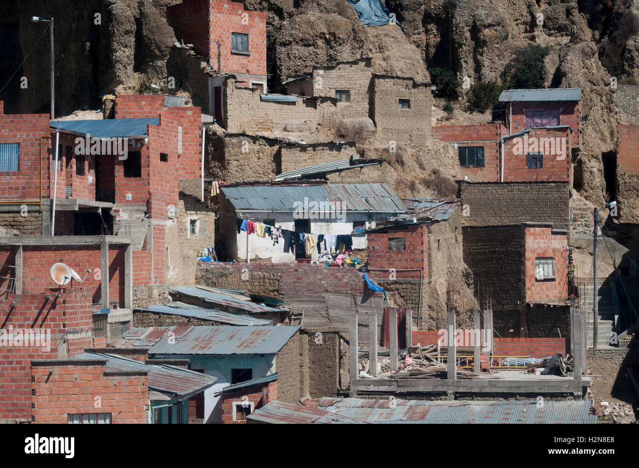 Shantytown on the slopes above La Paz, Bolivia Stock Photo