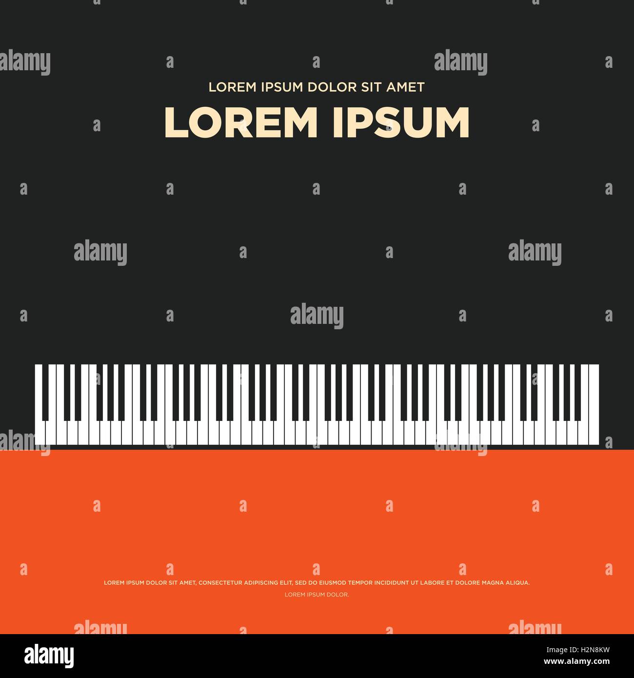 Piano retro vintage poster, card, book cover, banner, background flat