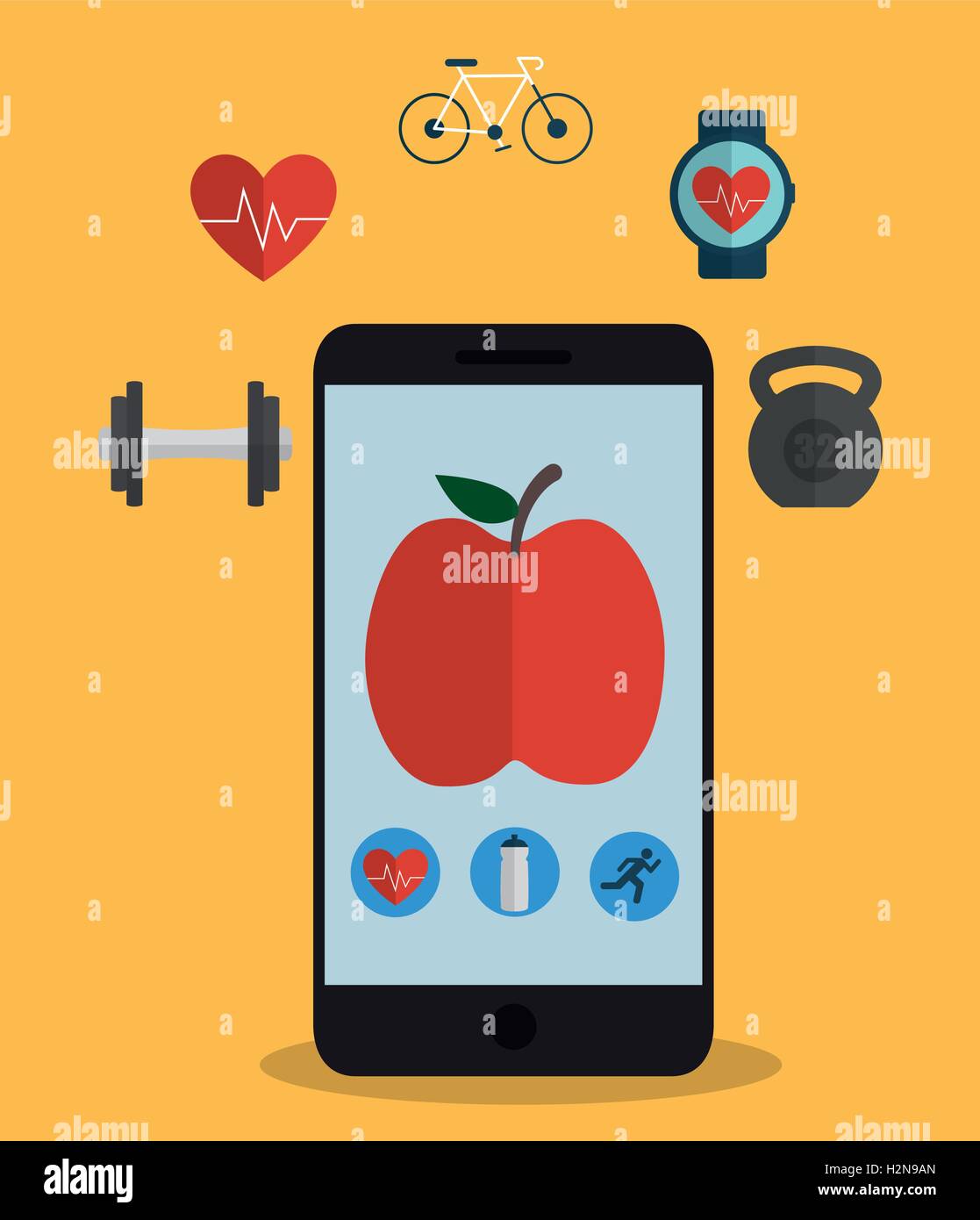 Smartphone and fitness icon set design Stock Vector Image & Art - Alamy
