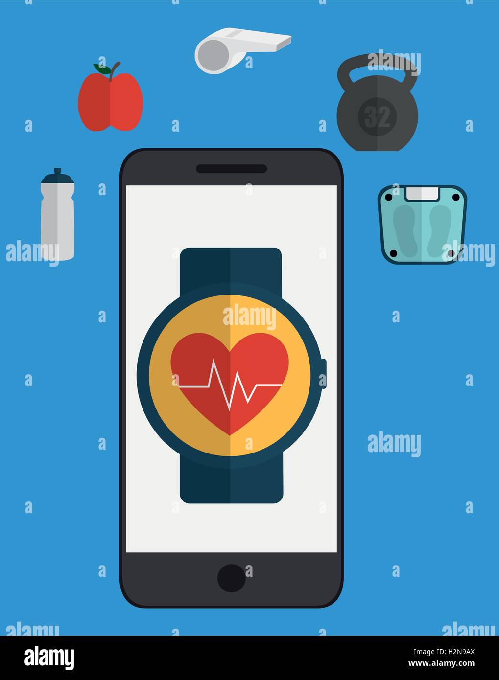 Smartphone and fitness icon set design Stock Vector Image & Art - Alamy