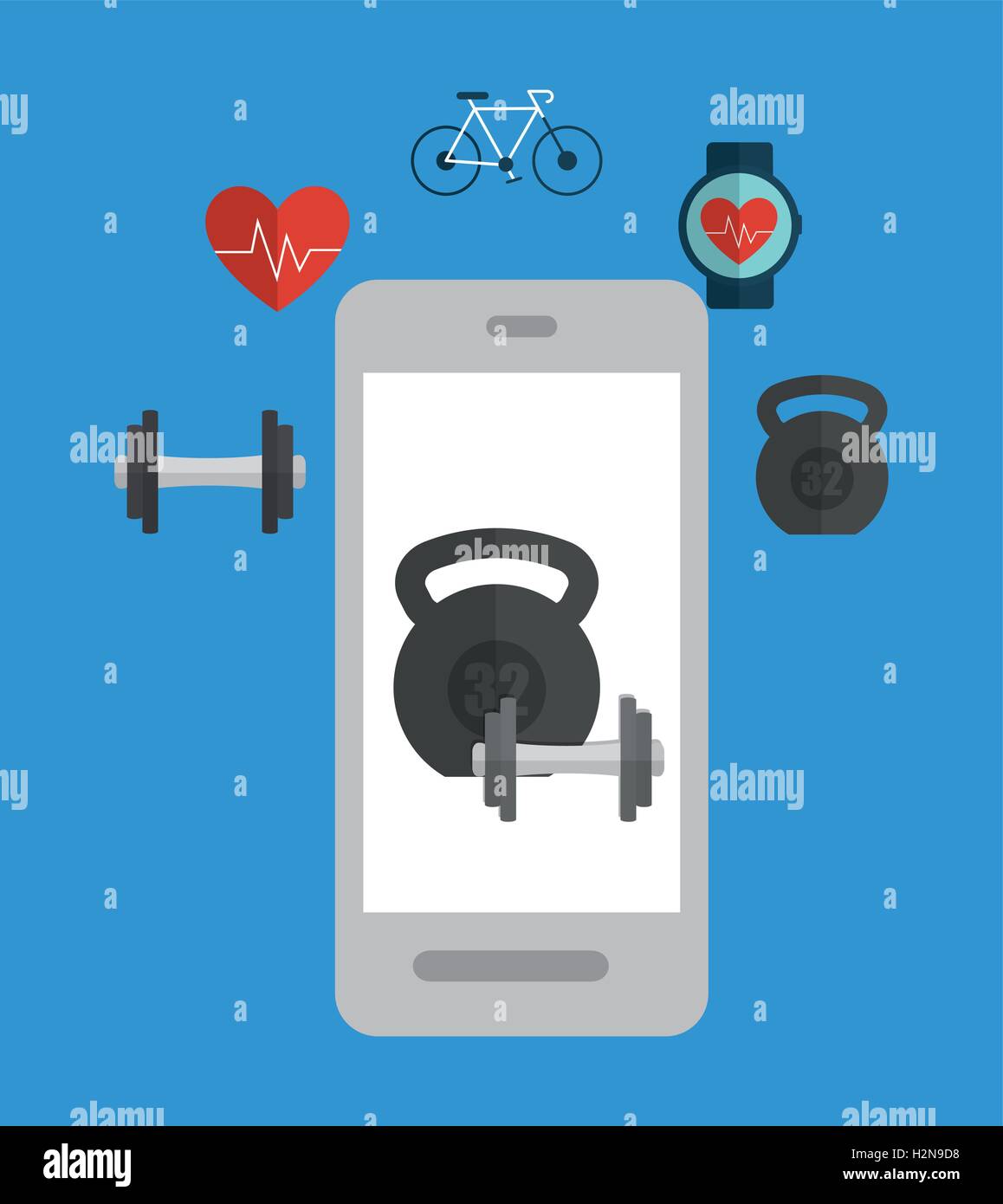Smartphone and fitness icon set design Stock Vector Image & Art - Alamy