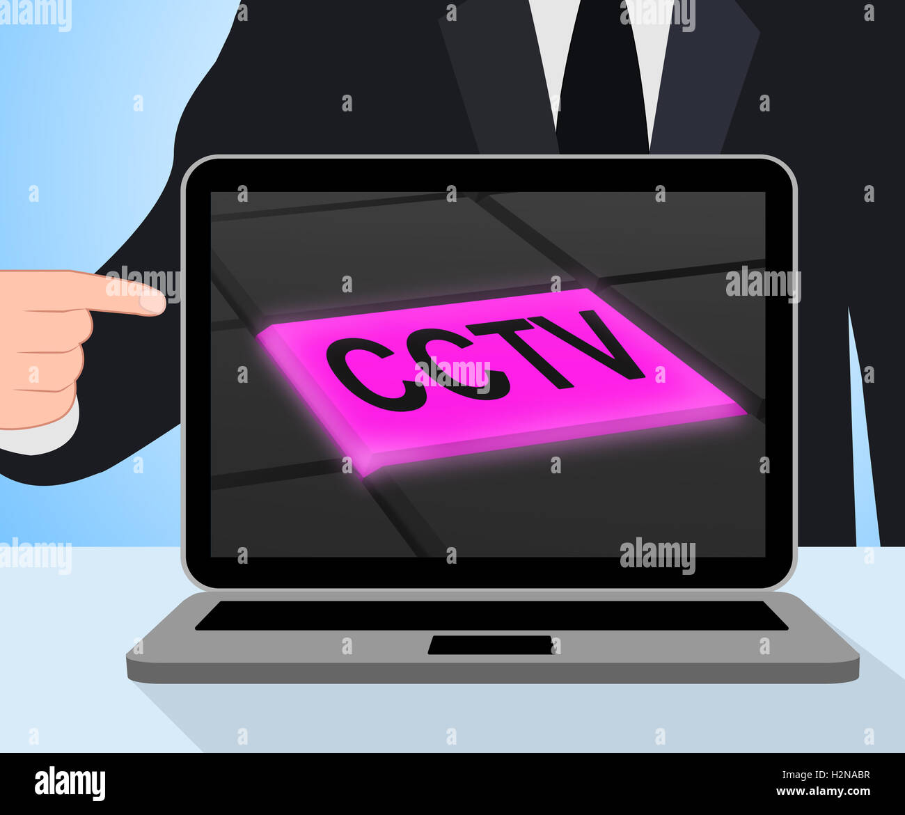 CCTV Button Displaying Camera Monitoring Or Online Surveillance Stock