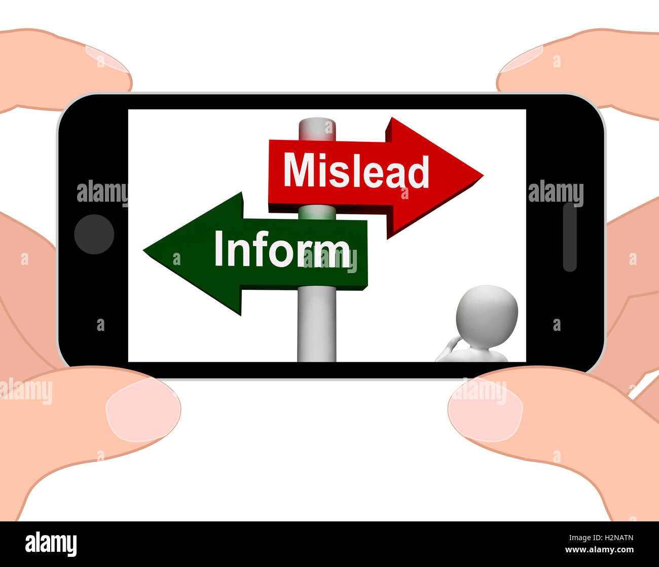 Mislead Inform Signpost Displaying Misleading Or Informative Advice Stock Photo