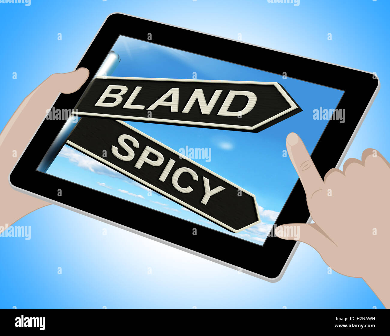 Bland Spicy Tablet Meaning Tasteless Or Hot Stock Photo