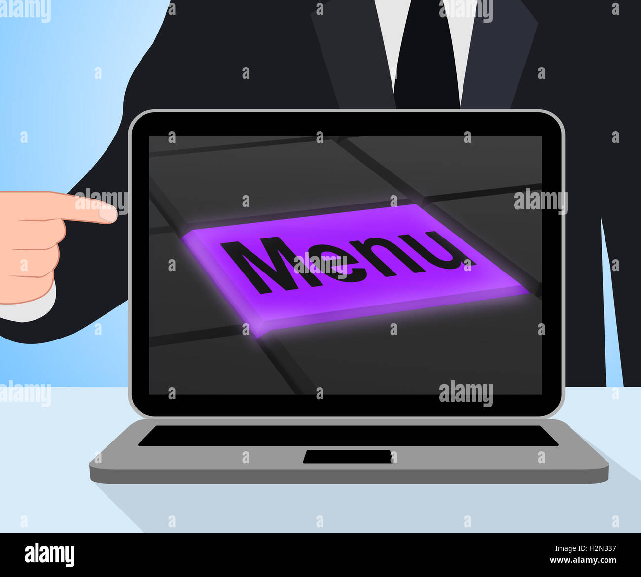 Menu Button Displaying Ordering Food Menus Online Stock Photo Alamy