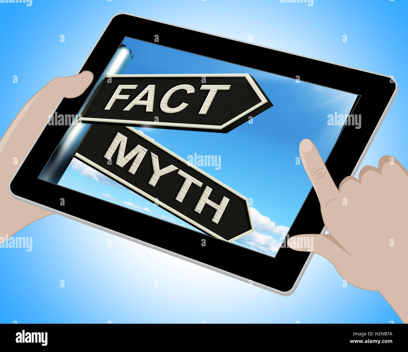 Fact Myth Tablet Meaning Correct Or Incorrect Information Stock Photo