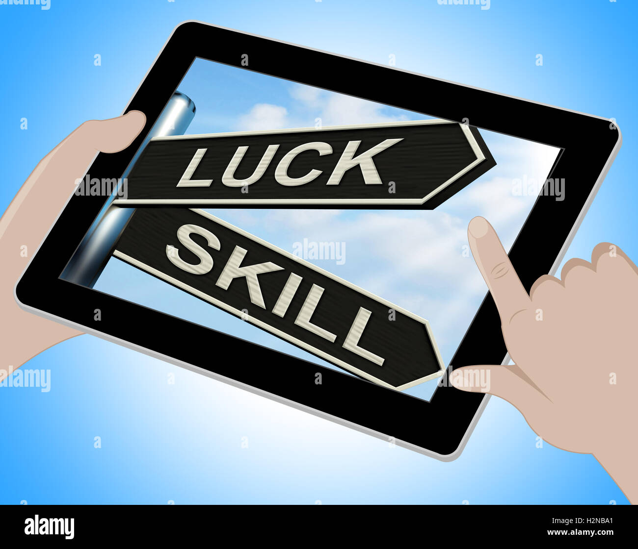 Luck Skill Tablet Showing Expert Or Fortunate Stock Photo Alamy