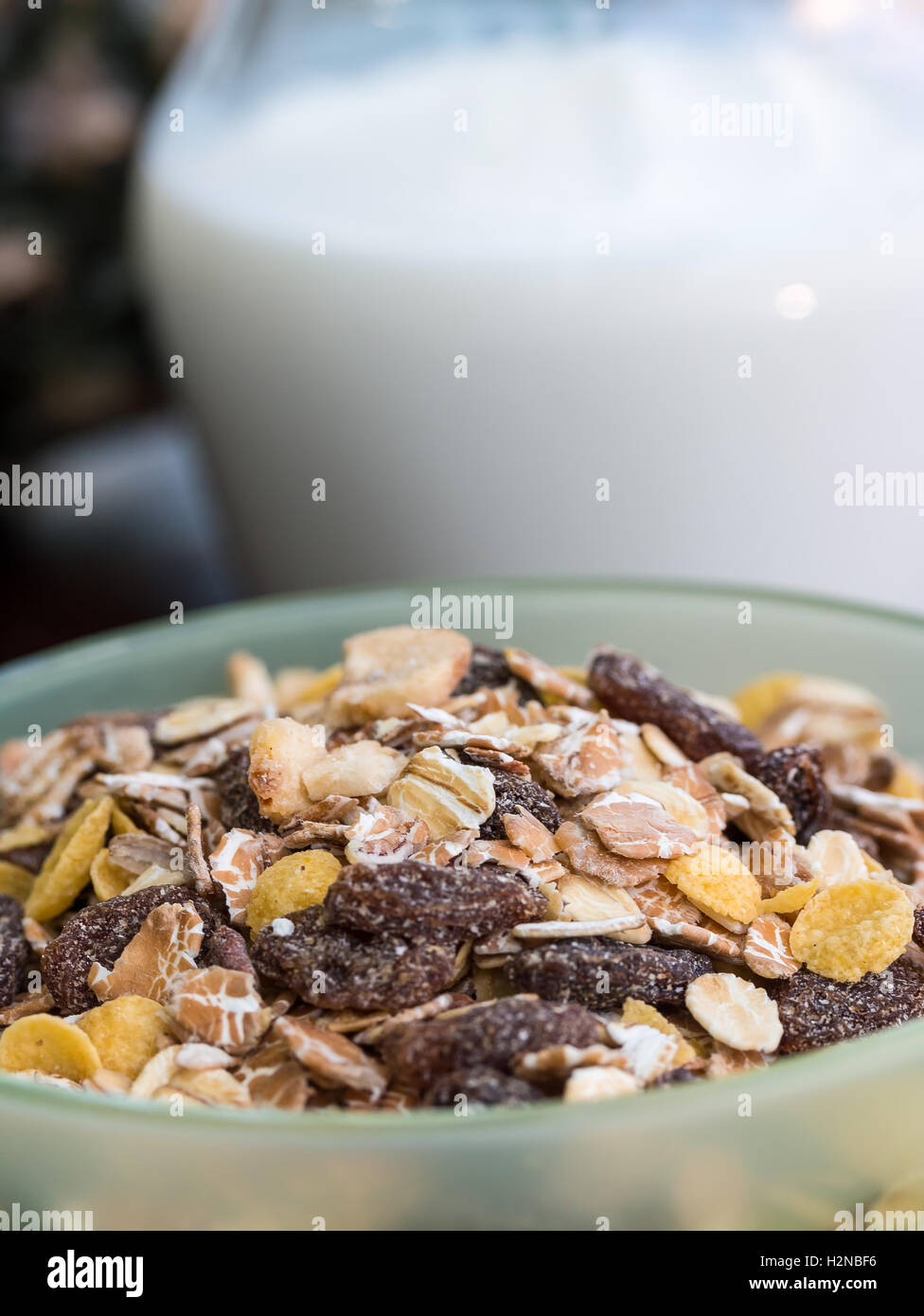 Breakfast Muesli Representing Nutrition Milk And Grain Stock Photo Alamy