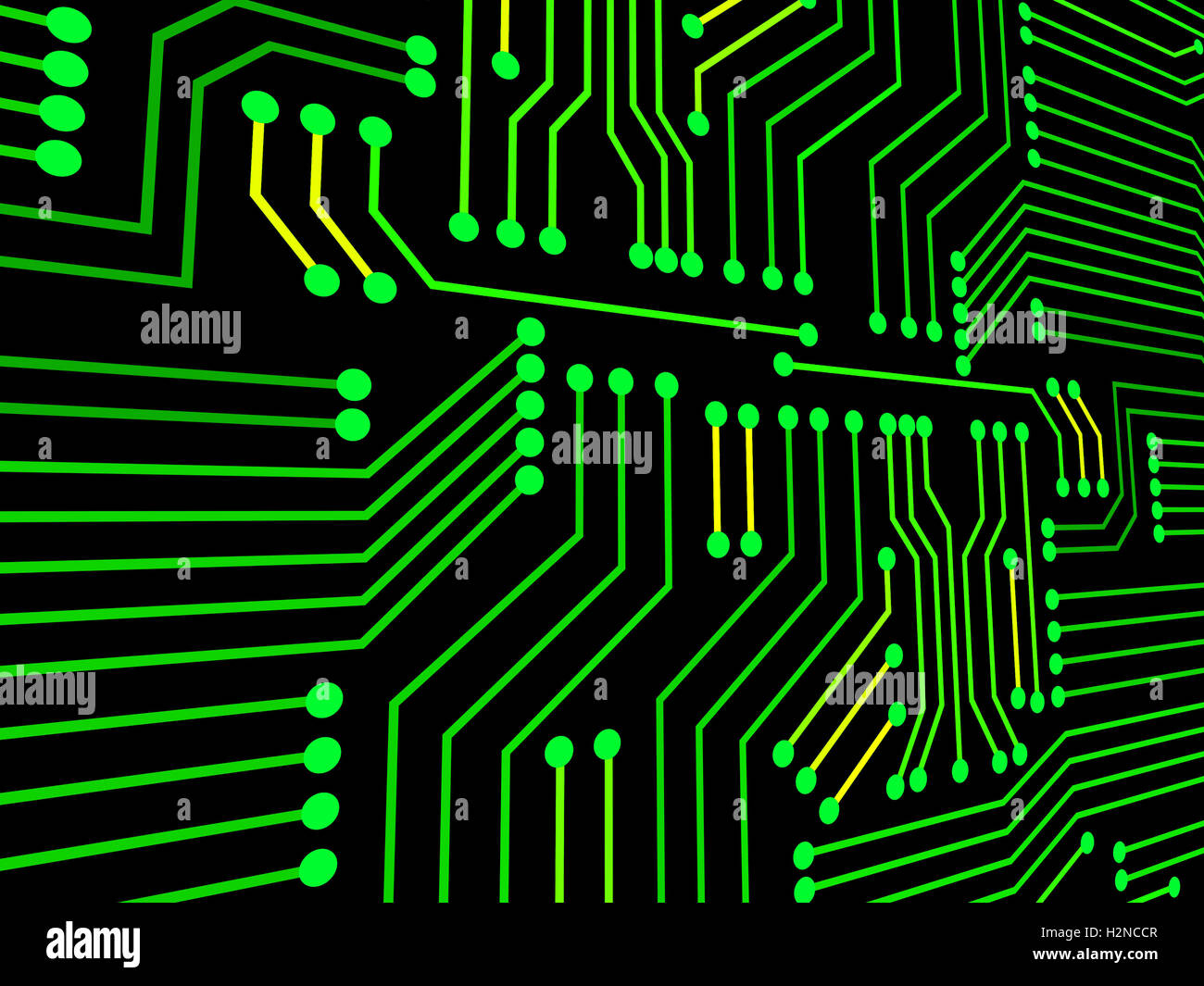 Circuit Board Showing Computer Chip And Circuits Stock Photo - Alamy