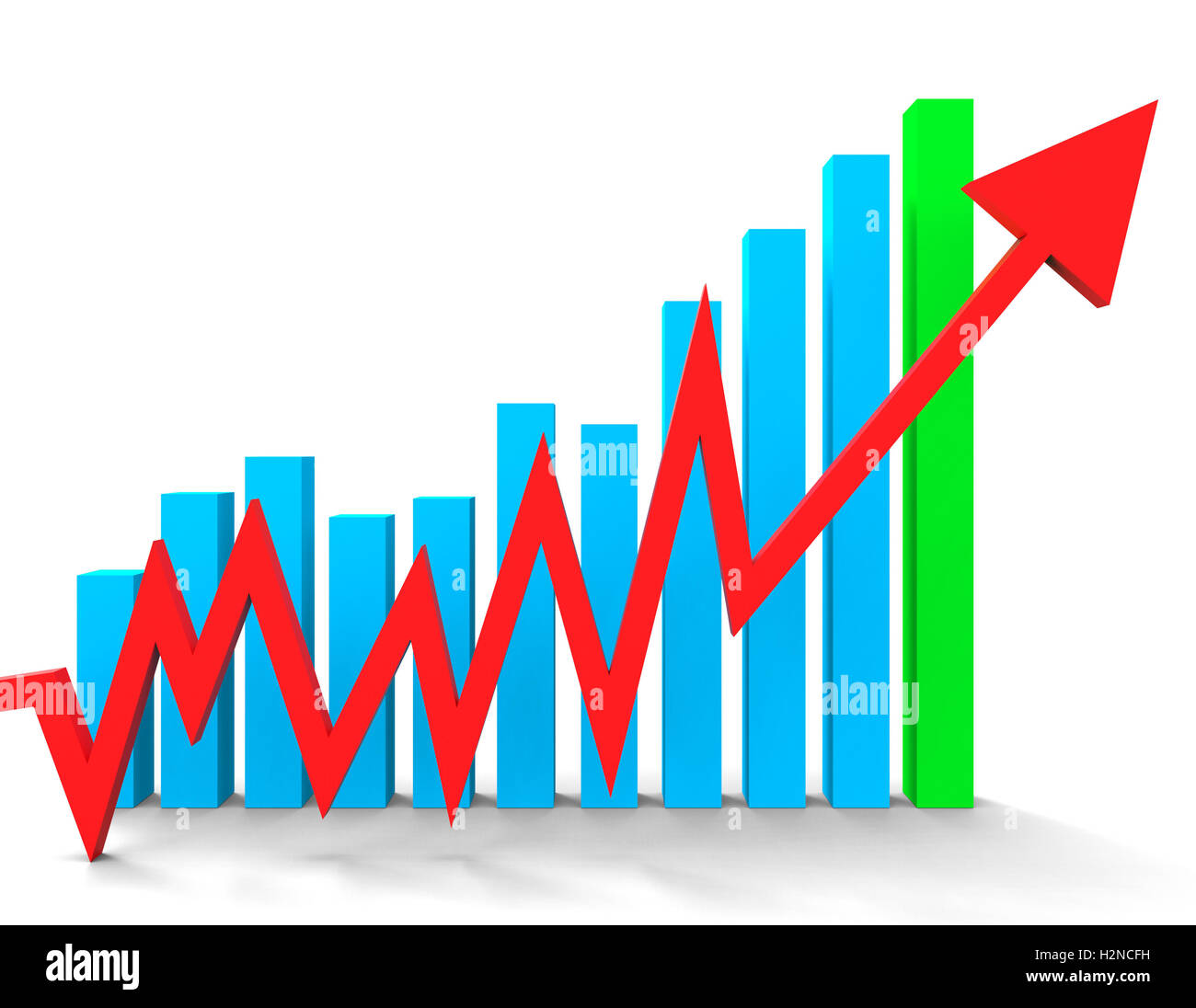 Increasing Graph Indicating Financial Report And Upwards Stock Photo
