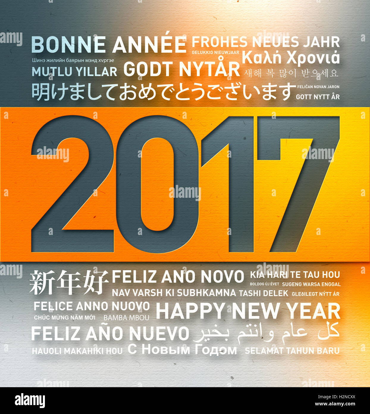Happy new year card from the world in different languages Stock Photo ...