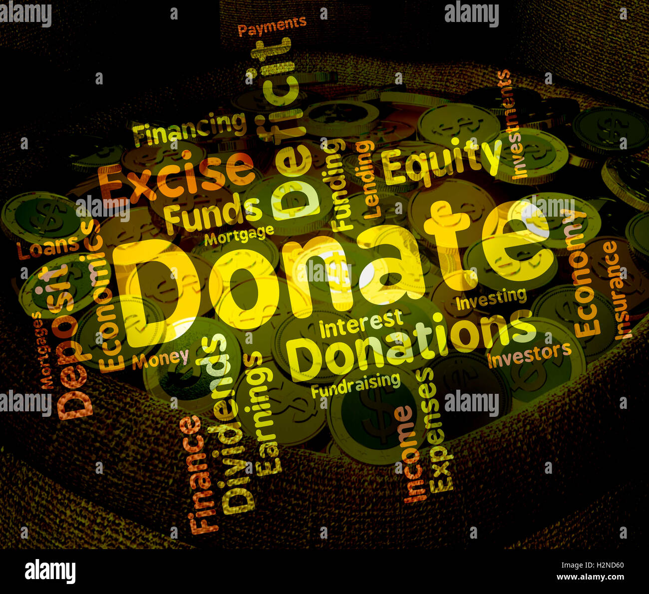 Donate Word Meaning Words Support And Donation Stock Photo - Alamy