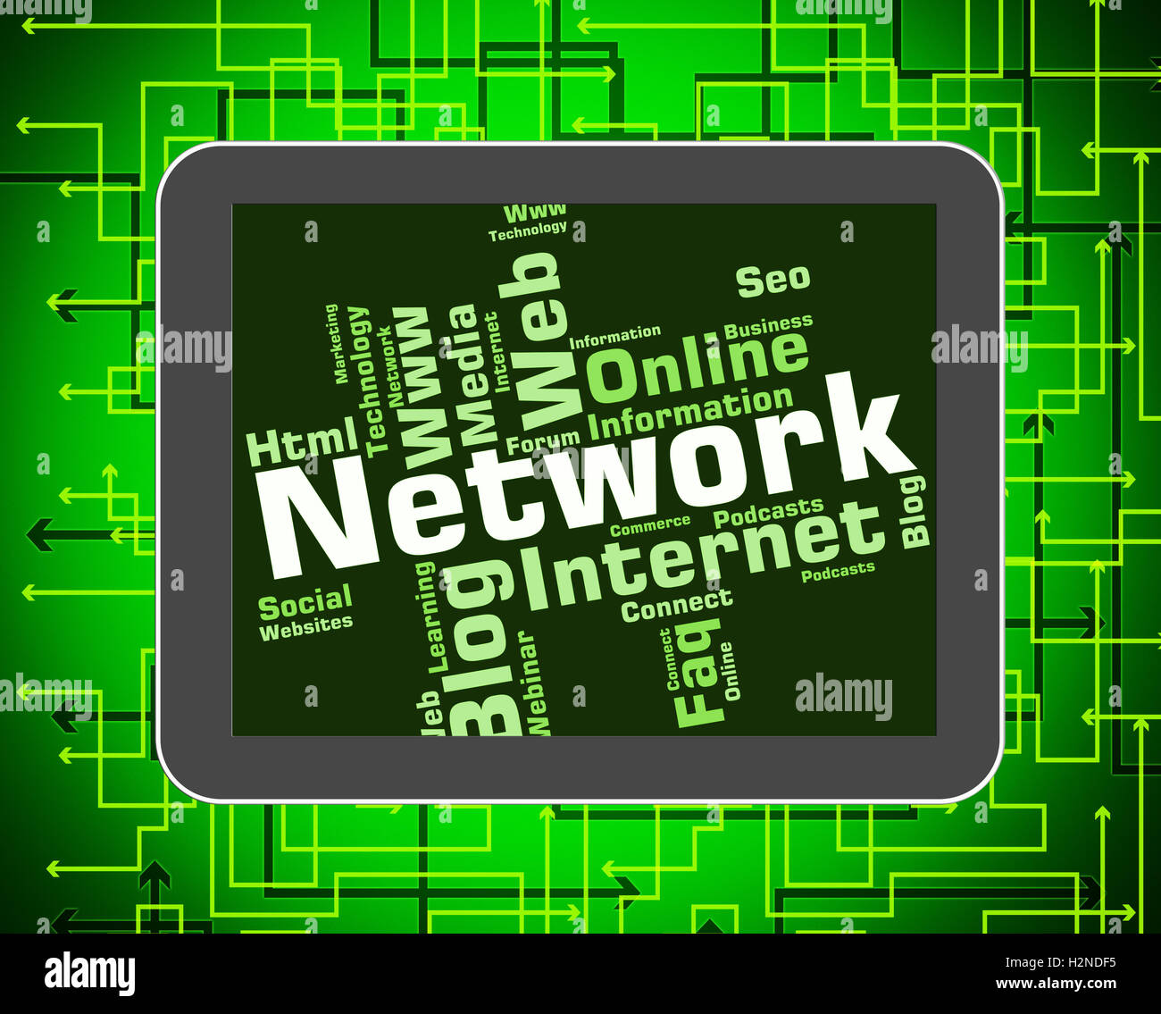 Network Word Showing Text Connectivity And Pc Stock Photo - Alamy