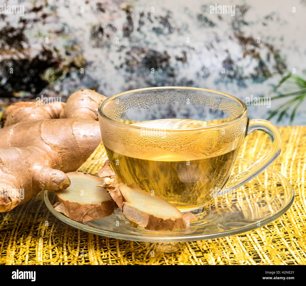 Tea Cup Showing Ginger Roots And Drink Stock Photo - Alamy
