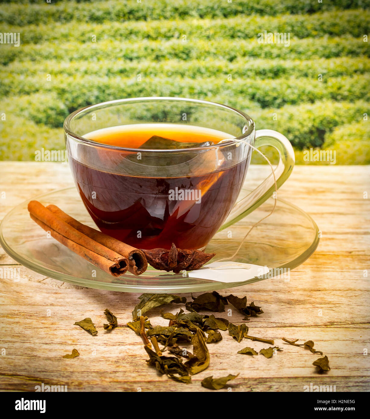 Tea With Cinnamon Meaning Refreshing Cafe And Spices Stock Photo Alamy
