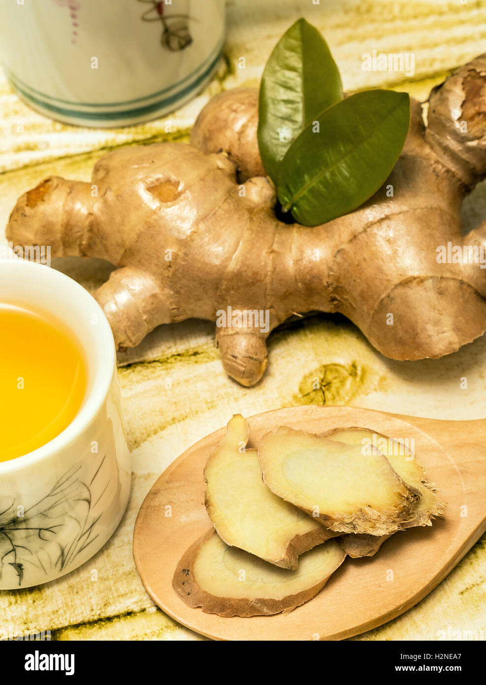 Outdoor Ginger Tea Meaning Fresh Spice And Herbal Stock Photo Alamy