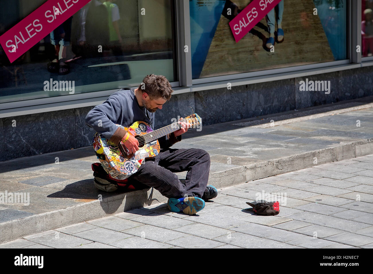 Musician on the streets of Bratislava Stock Photo