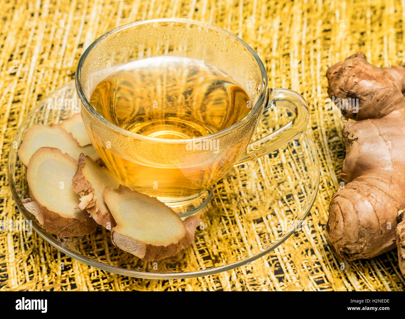 Tea Cup Meaning Ginger Roots And Spiced Stock Photo Alamy