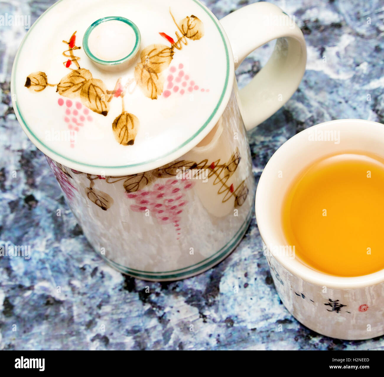 Green Tea Cup Showing Break Time And Refreshments Stock Photo Alamy