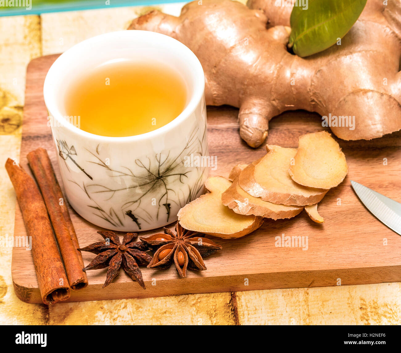 Refreshing Ginger Tea Meaning Spiced Teacup And Spice Stock Photo Alamy