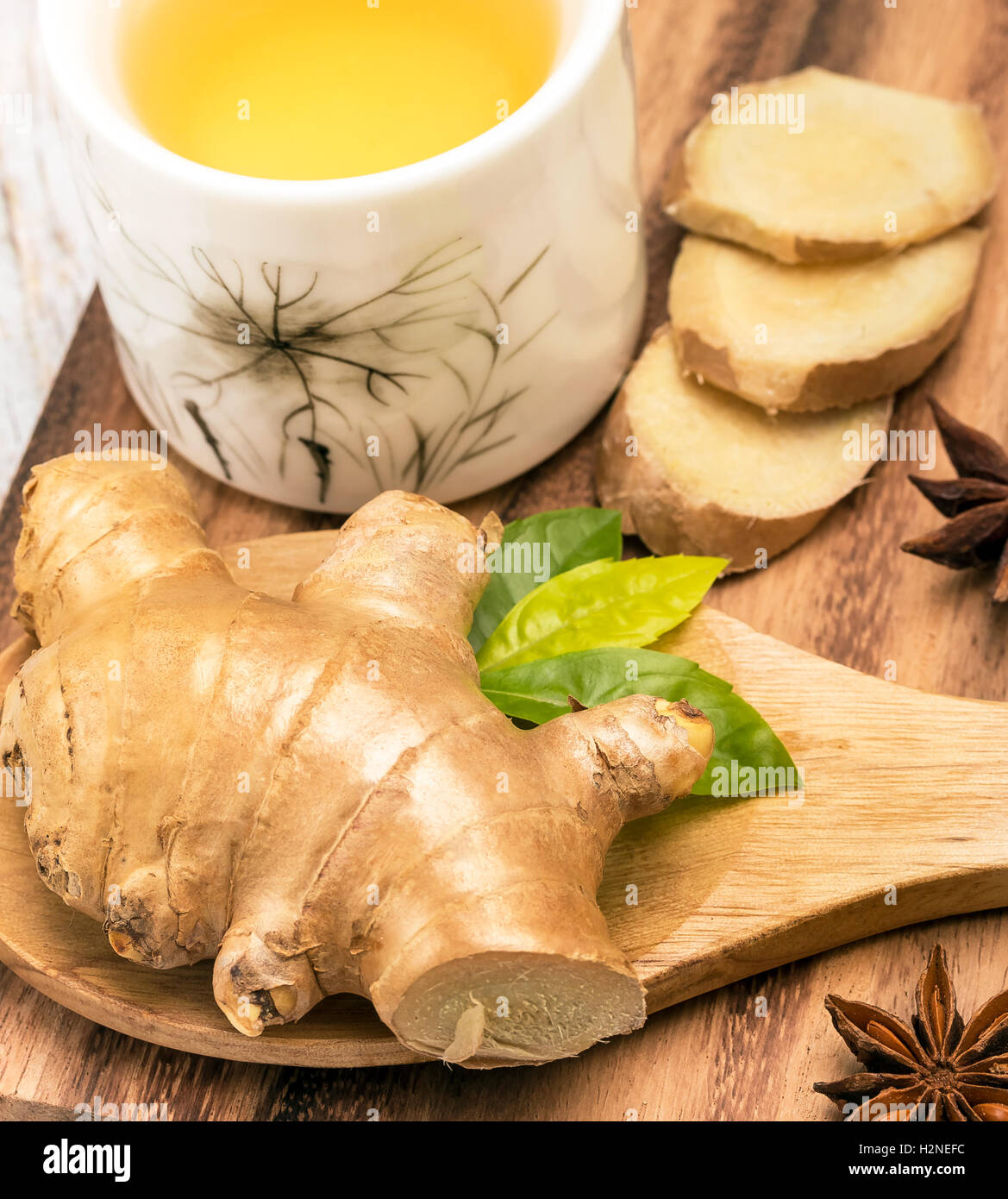 Healthy Ginger Tea Meaning Teacups Refreshed And Cup Stock Photo Alamy