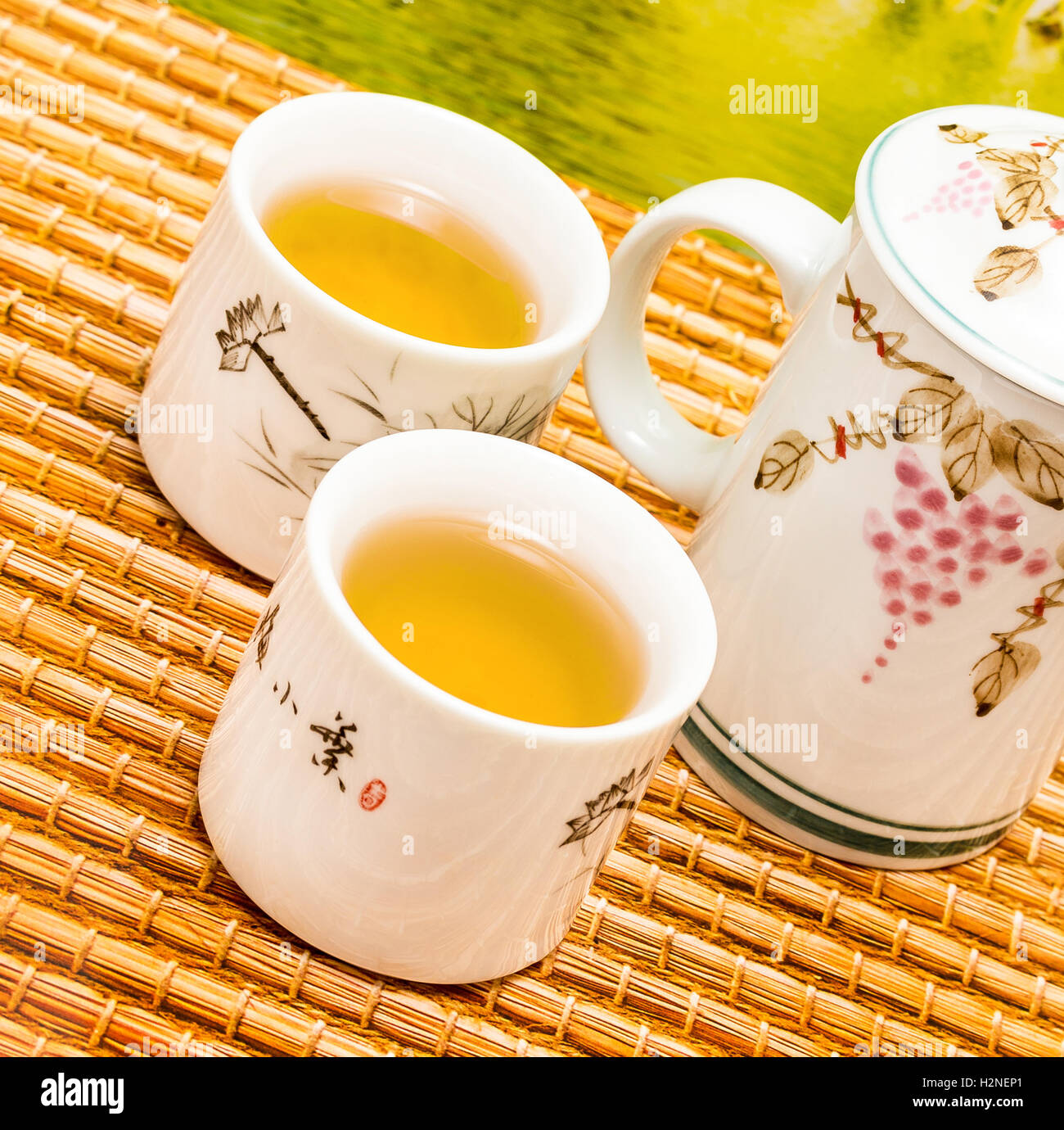 Tea On Patio Representing Break Time And Breaktime Stock Photo Alamy