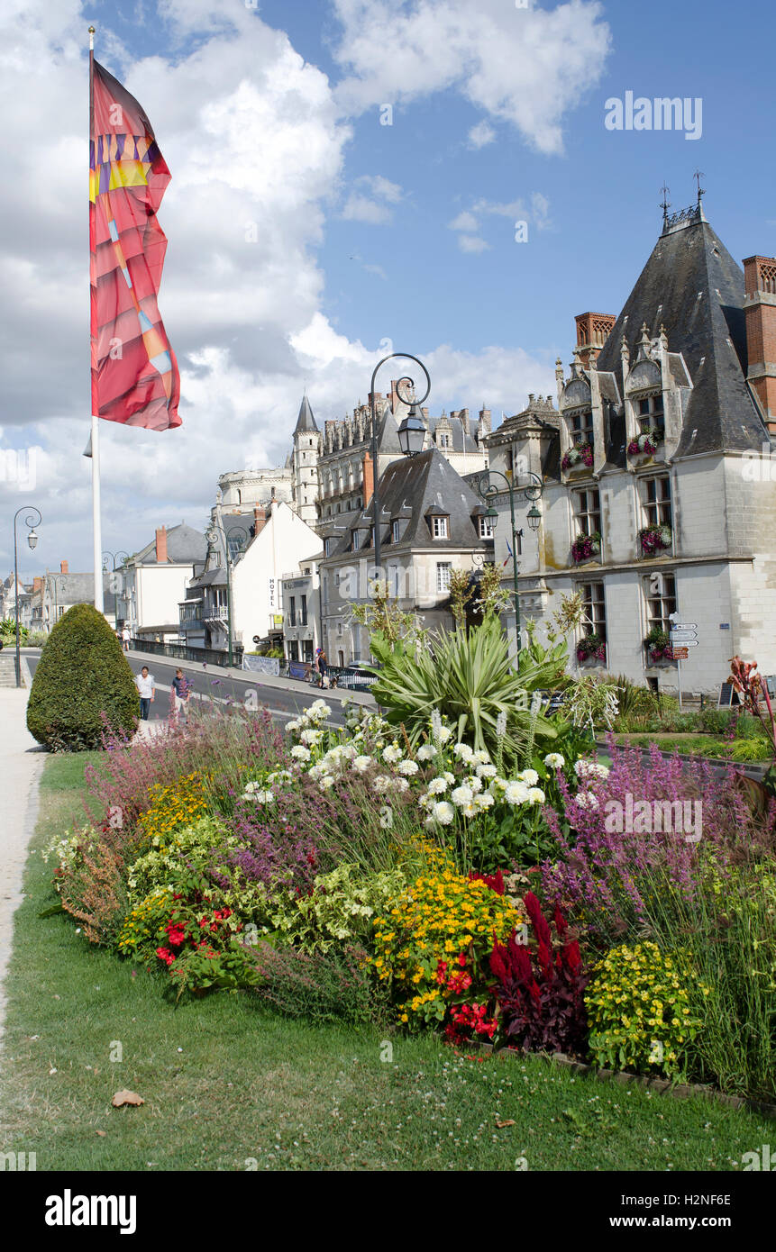 Amboise France. Chateau Amboise and historic buildings along the