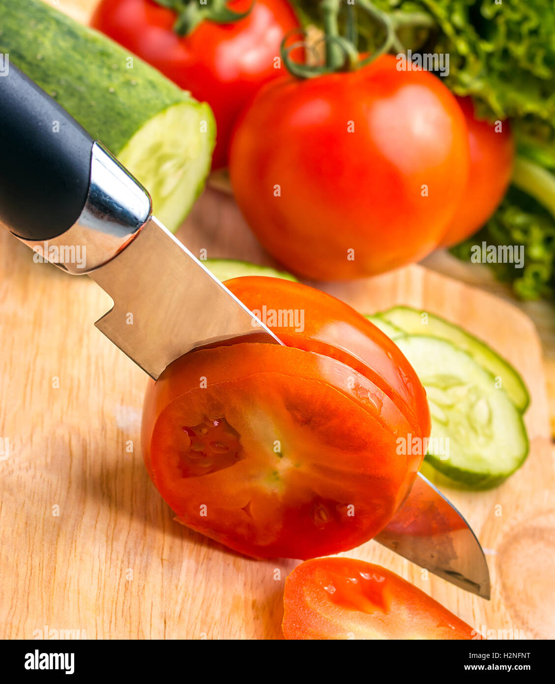 Preparing Tomato Showing Cucumber Salad And Tomatoes Stock Photo - Alamy