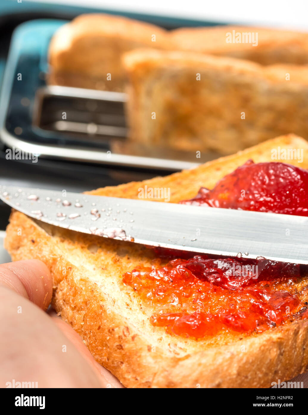 Jam On Toast Indicating Toasted Bread And Berry Stock Photo Alamy