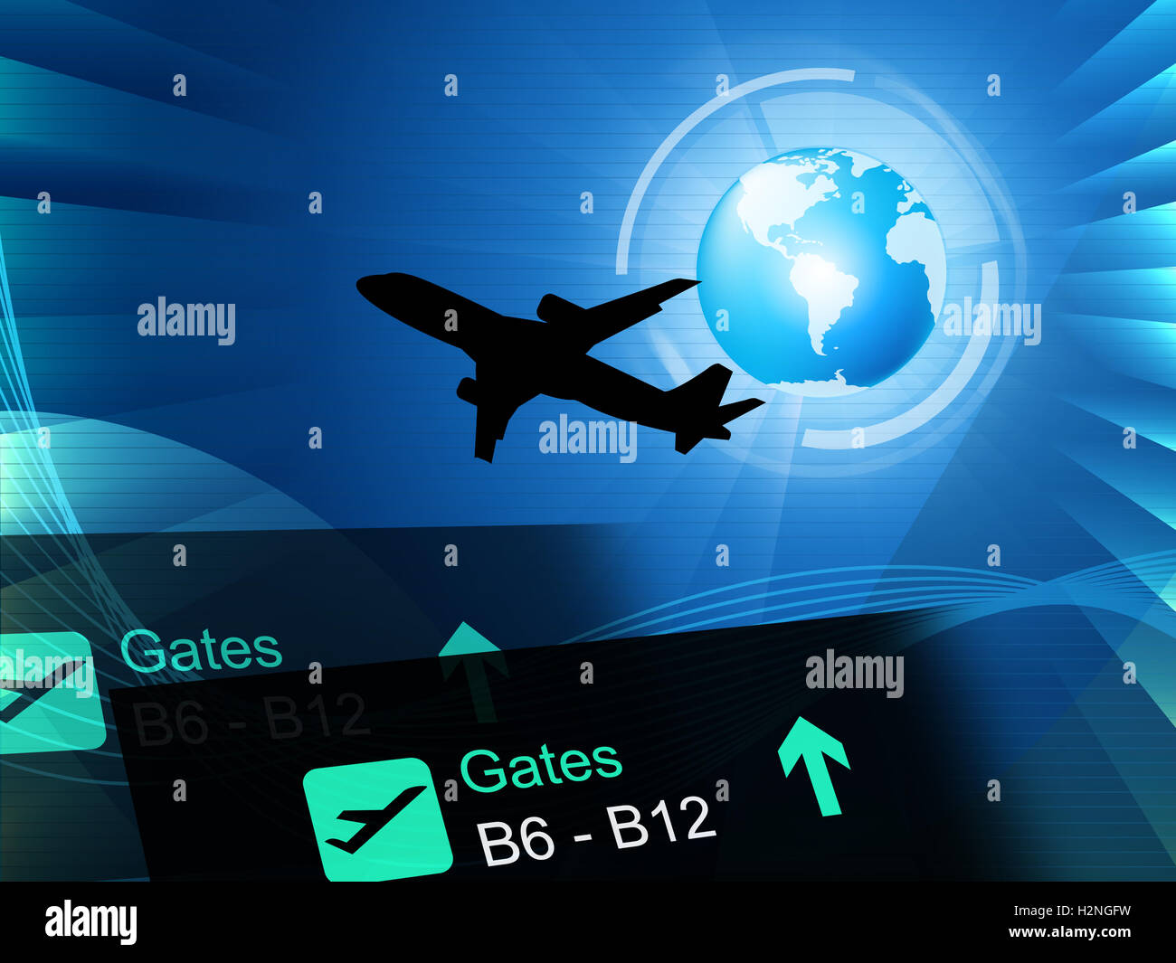 World Flight Meaning Airline Worldwide And Airplane Stock Photo