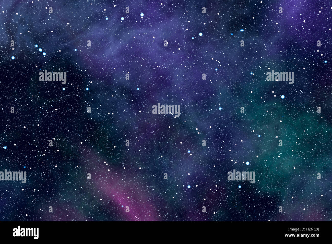 High resolution abstract background with cosmic space filled by stars and colored nebulae. Stock Photo