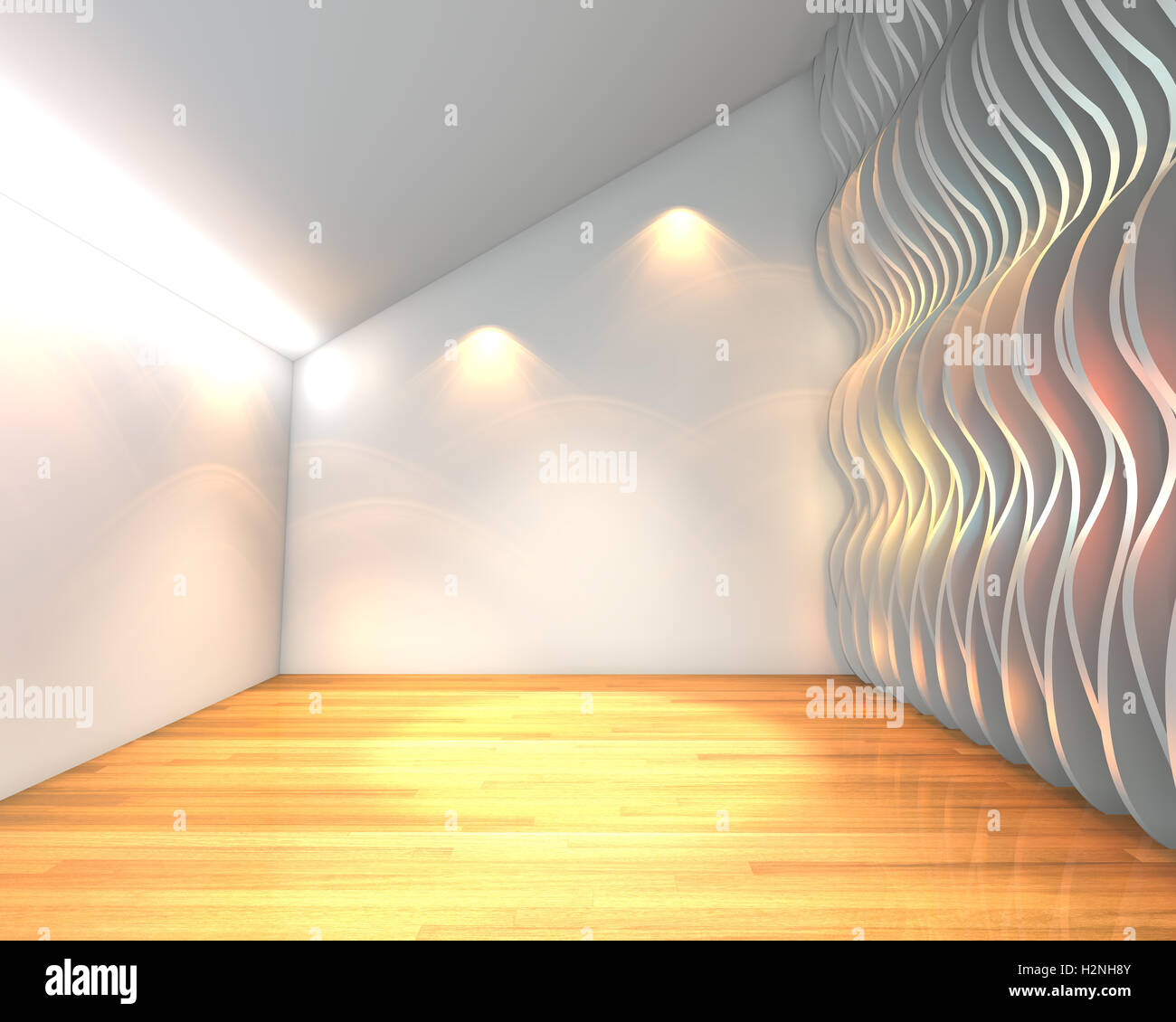 Abstract white empty room with wave wall Stock Photo - Alamy