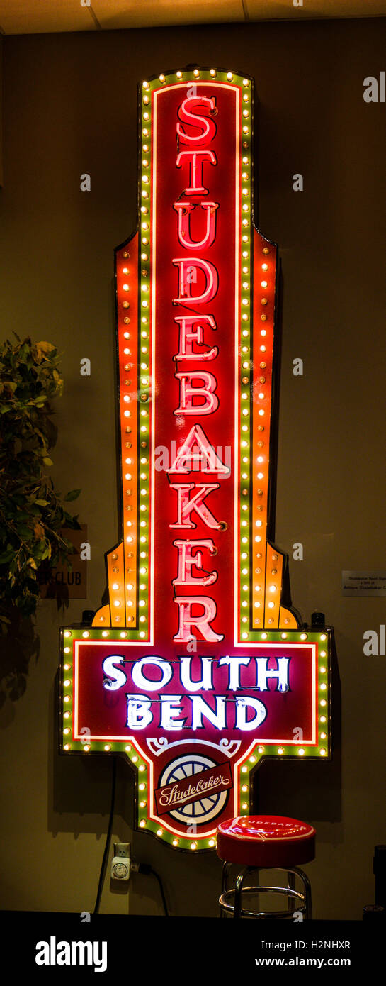 Studebaker sign inside Studebaker National Museum in South Bend Indiana Stock Photo