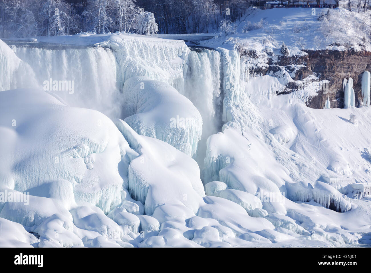 Very large amounts of ice buildup of the American Falls as seen from