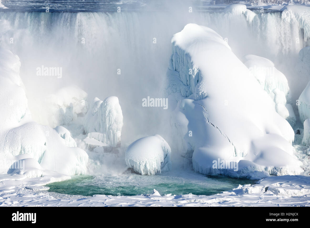 Very large amounts of ice buildup of the American Falls as seen from