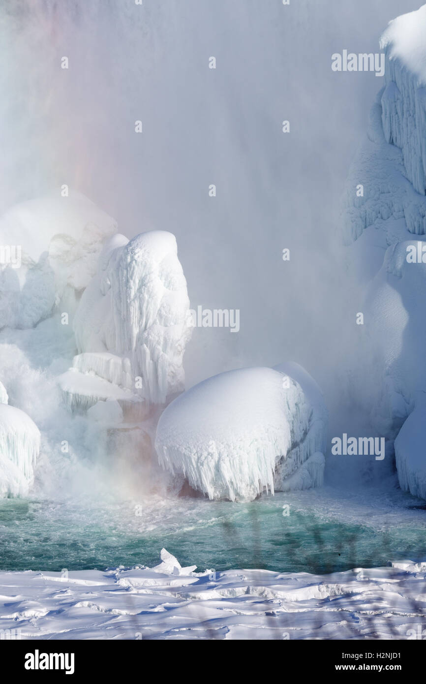 Very large amounts of ice buildup of the American Falls as seen from