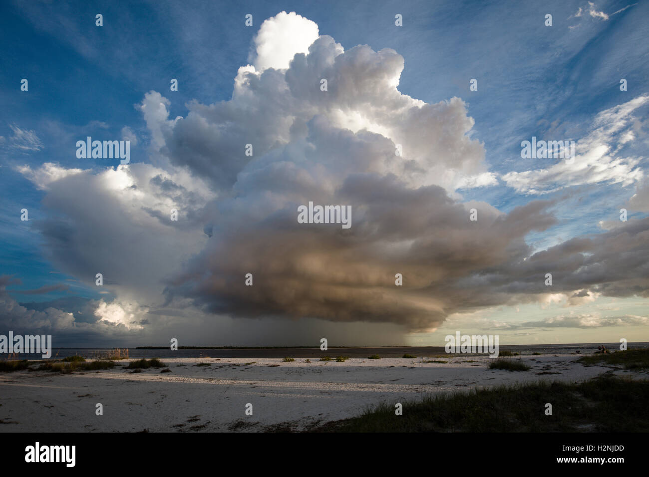 Huge rain storm cloud over Gulf of Mexico from Gasparilla Island Florida Stock Photo