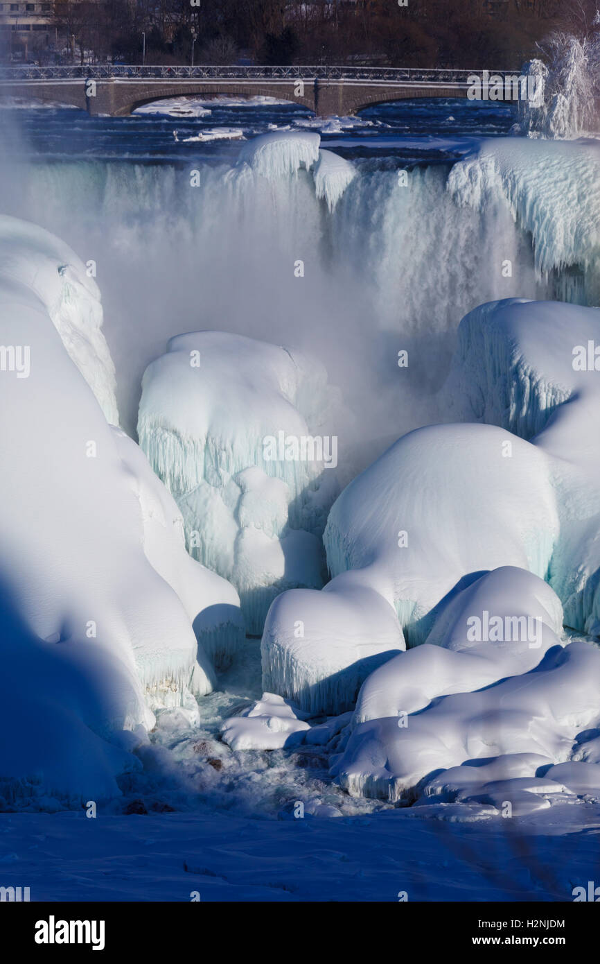 Very large amounts of ice buildup of the American Falls as seen from