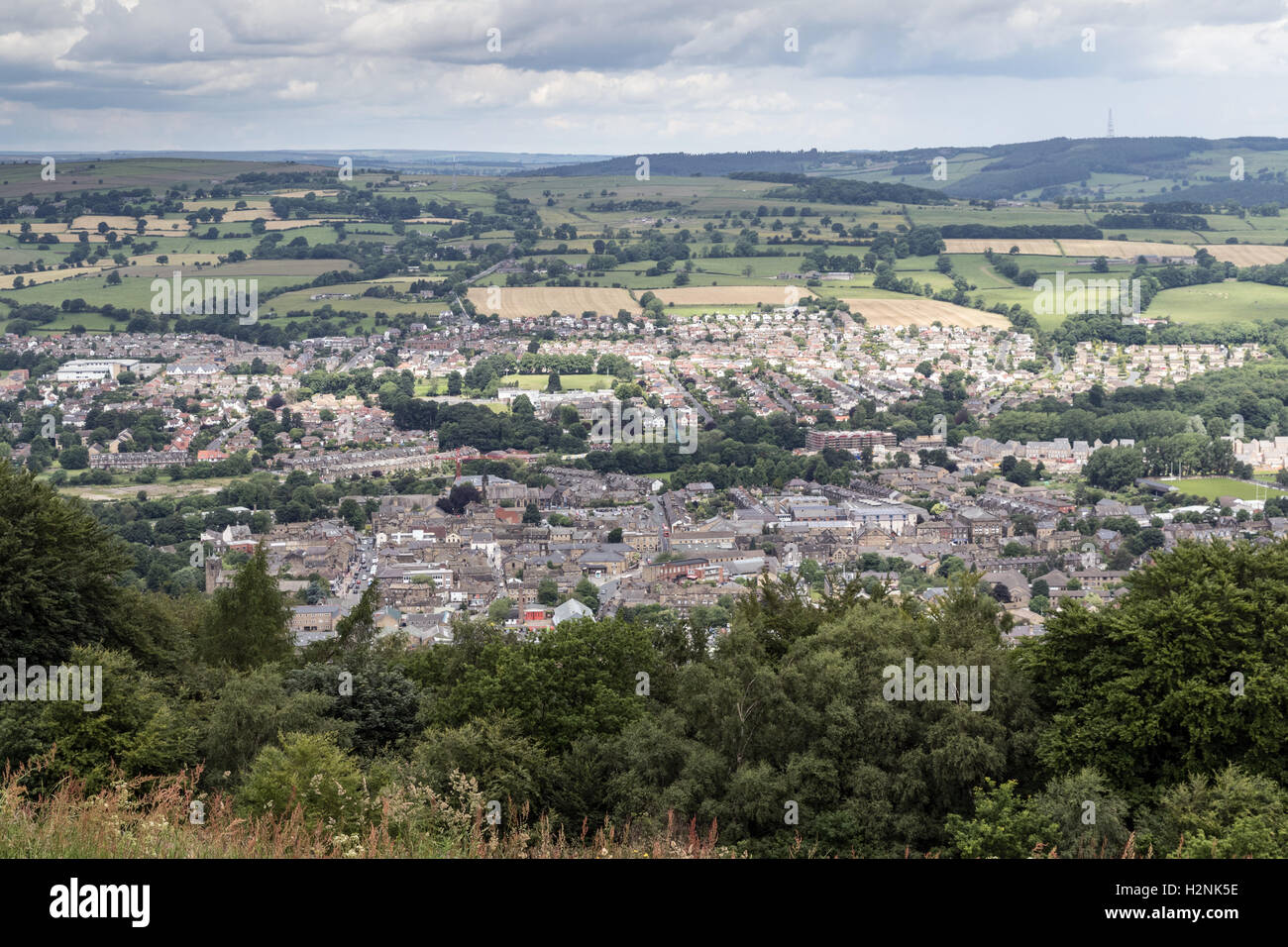 A view across the market town of Otley in West Yorkshire Stock Photo