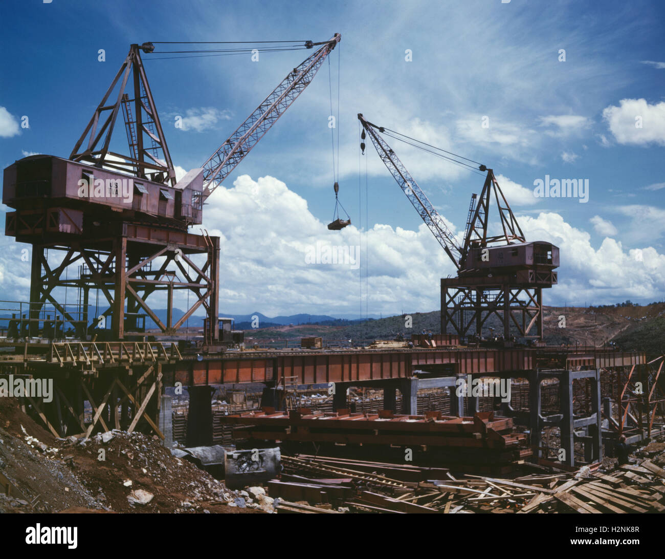 Construction of Douglas Dam, Tennessee Valley Authority, Tennessee, USA
