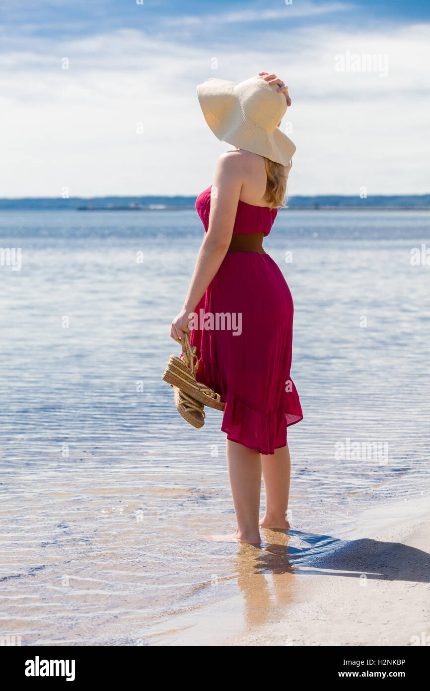 beach red dress